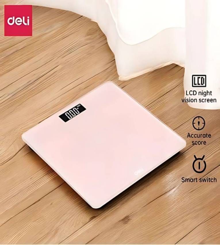 Deli 86120 Balance électronique à surface en verre, Avec une capacité max de 150kg